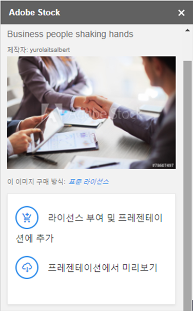 프레젠테이션에서 선택한 이미지 미리보기