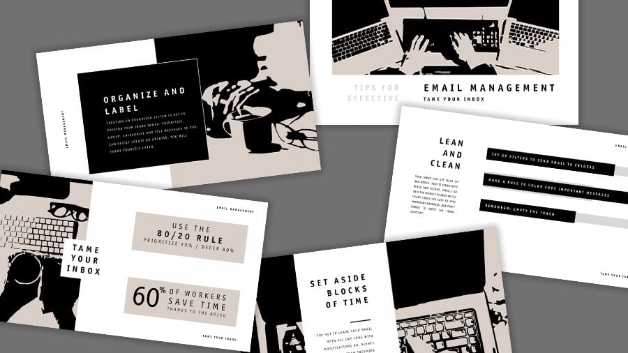 유사한 방식으로 스타일을 적용한 이미지가 포함된 여러 슬라이드