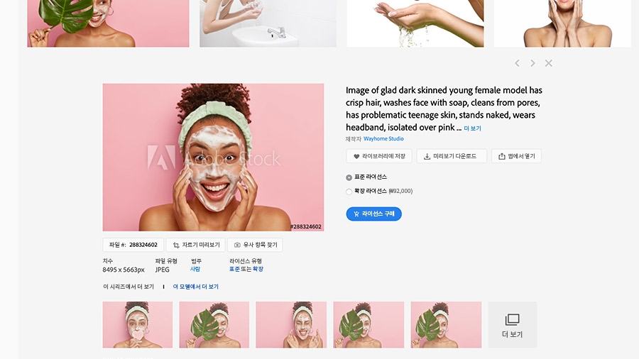 Stock 사이트에 동일하게 촬영된 한 소녀의 다양한 이미지 시리즈