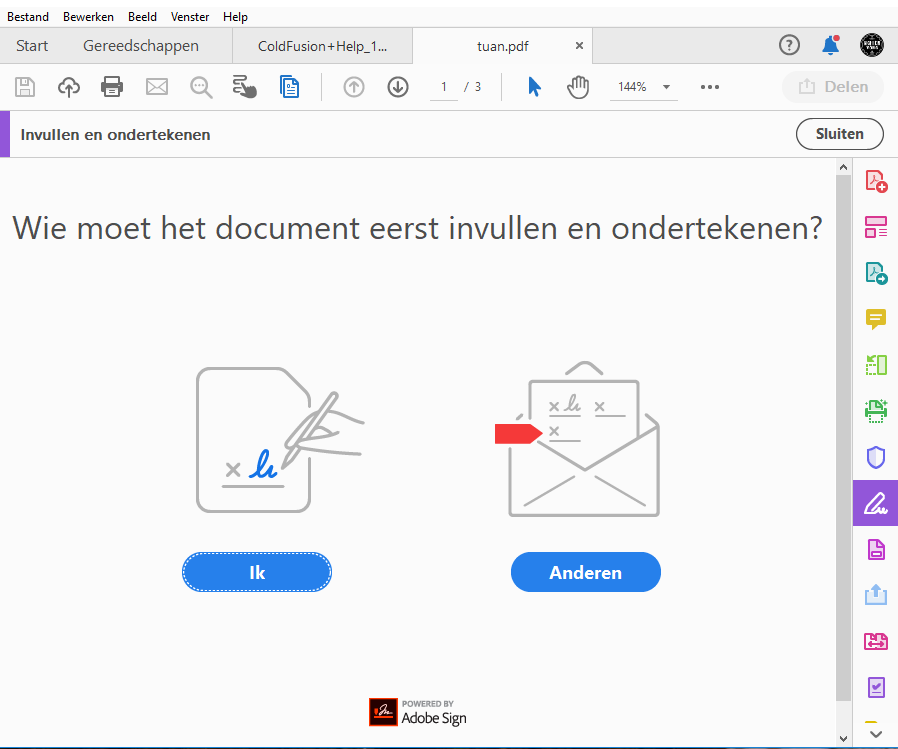 Startpagina Invullen en ondertekenen