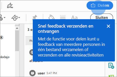 Acrobat-tip voor delen van een revisie
