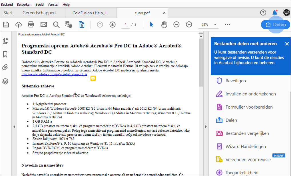 Acrobat-tip voor delen van PDF