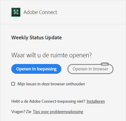 weekly_status_update Startscherm van Connect-ruimte voor mobiel