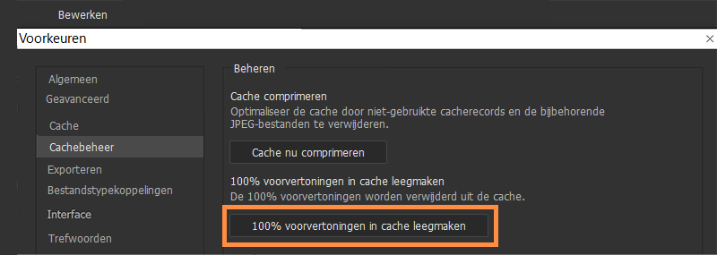 100% voorvertoningen verwijderen