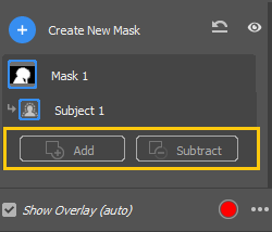 Toevoegen aan of verwijderen uit een masker
