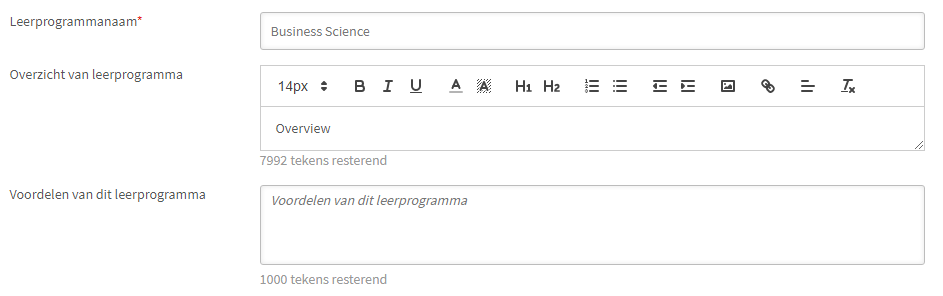 RTF-tekst in een leerprogramma