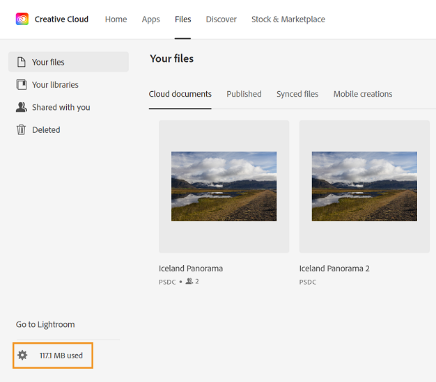 Creative Cloud-opslag voor gebruikers in ondernemingen en teams