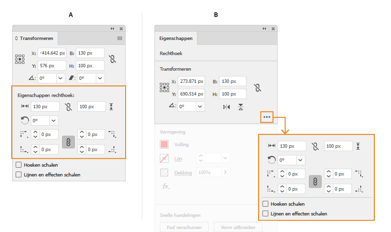 Opties voor actieve vormen opgeven