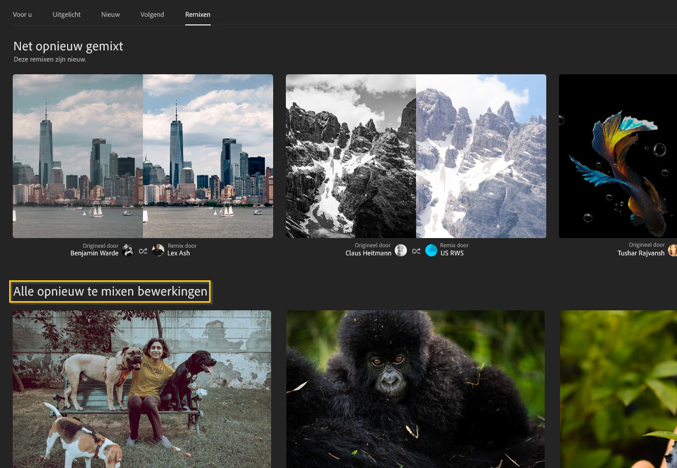 Alle opnieuw te mixen bewerkingen 