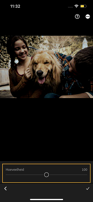 Schuifregelaar Hoeveelheid in het deelvenster Voorinstellingen