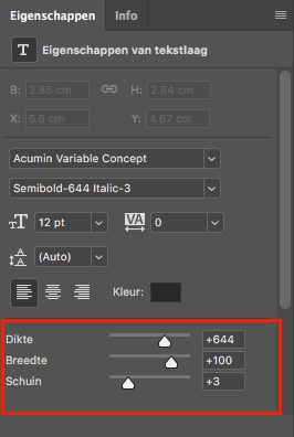 Schuifregelaars voor variabele lettertypen
