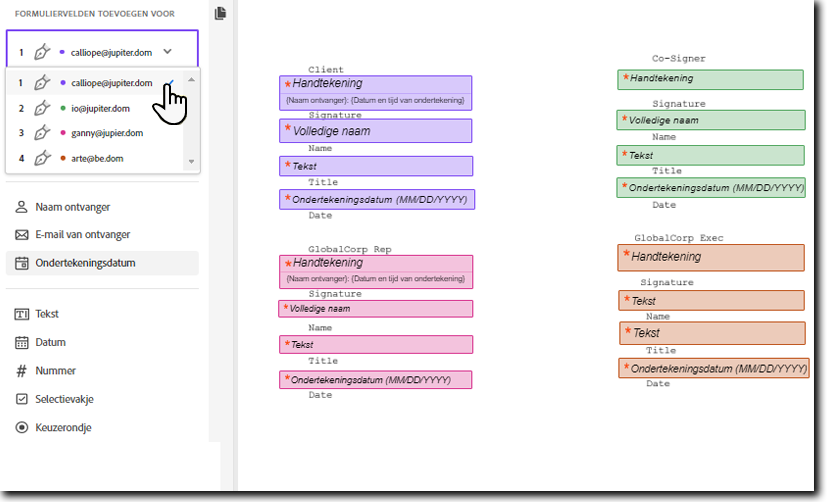 Kleurgecodeerde velden 
