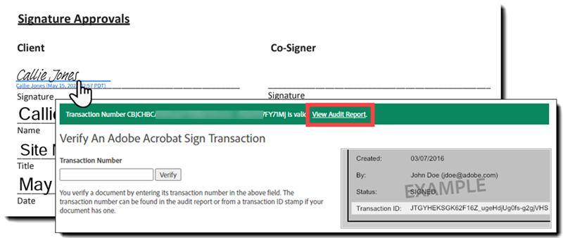Toegang tot de verificatiepagina via een handtekeningobject