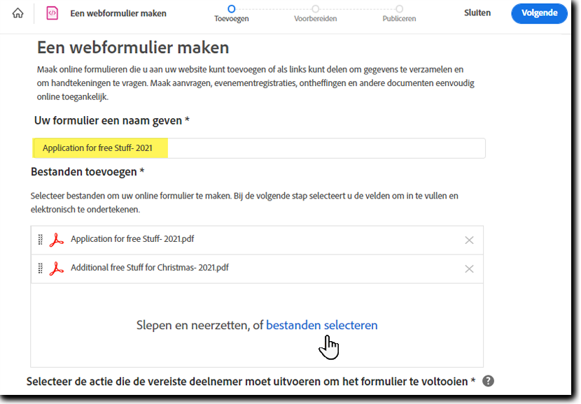 Formulierbestanden toevoegen