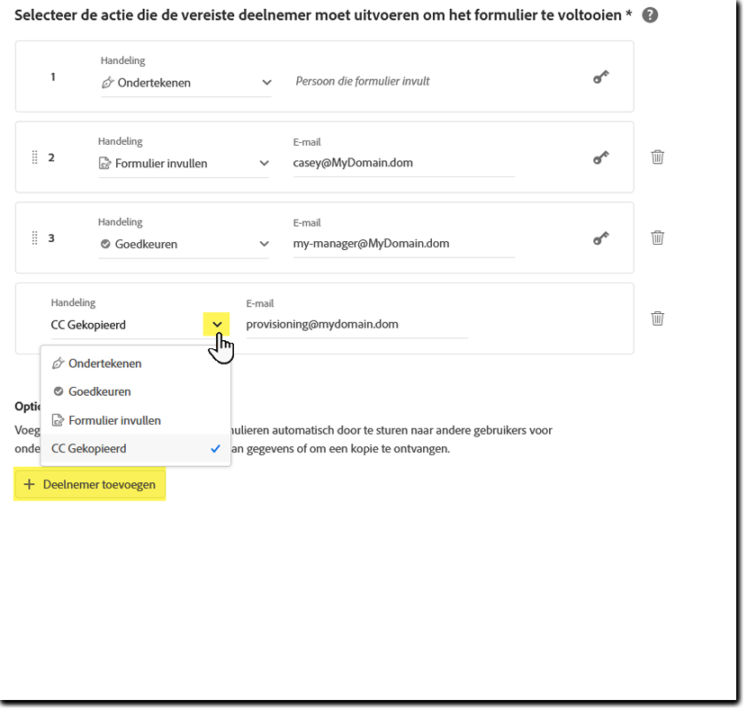 Deelnemers toevoegen