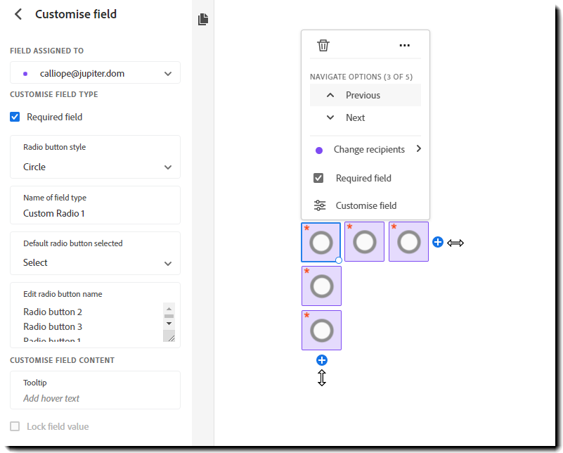 Veld voor keuzerondje