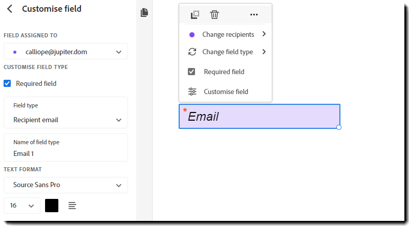 Veld met e-mailadres