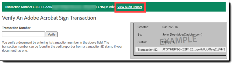 De pagina Transactie verifiëren