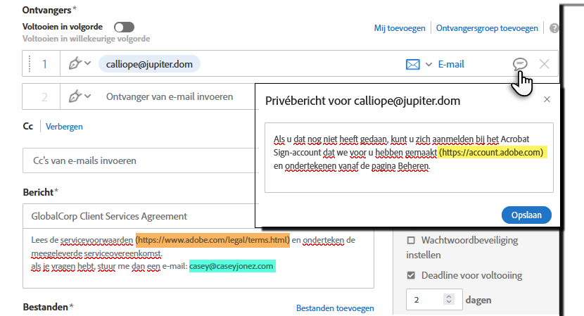 Geconfigureerde berichtvelden