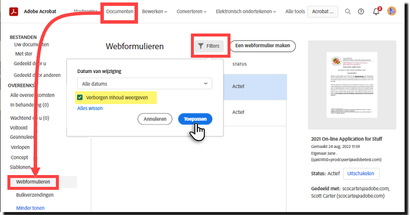 Filter voor zichtbaar maken