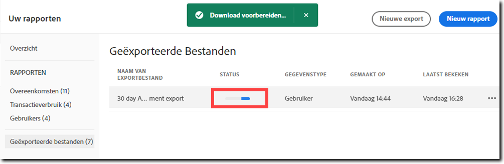 Een exportbestand bouwen