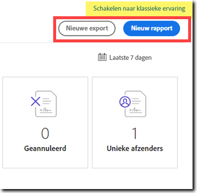 Knoppen om nieuwe uitvoercontent te maken