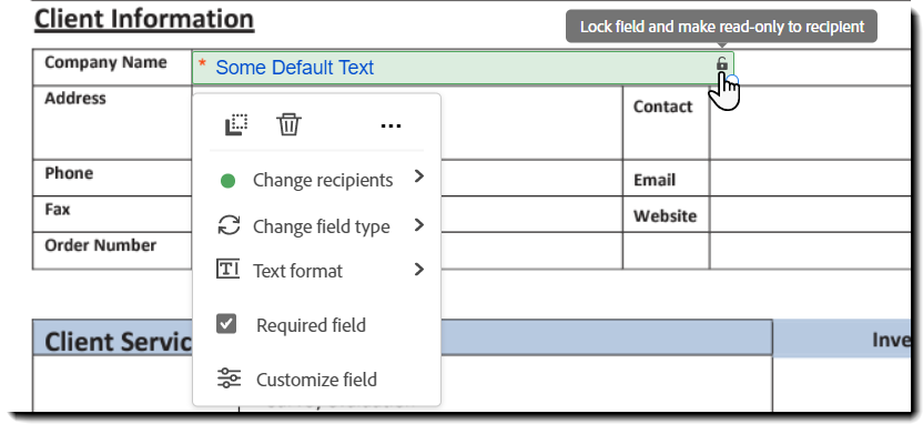 Standaardwaarde vergrendelen