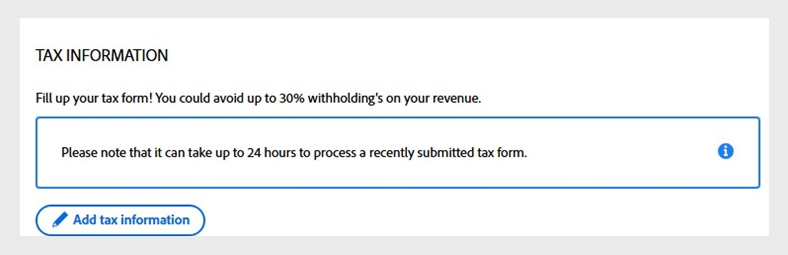 Voeg de belastinginformatie toe aan het belastingformulier en verstuur het.Het duurt 24 uur om het formulier te verwerken.