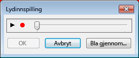 Dialogboksen Lydinnspilling