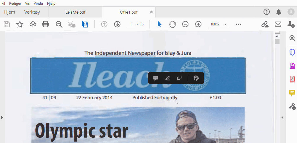 Handlinger på merket bilde