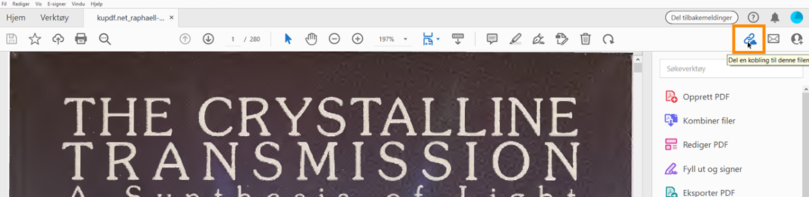 Del en kobling til filen