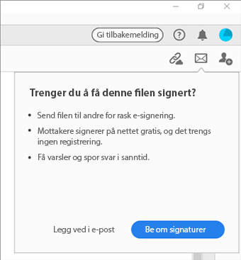 Det kontekstavhengige tipset når du legger ved en PDF-fil i en e-postmelding Det kontekstavhengige tipset når du legger ved en PDF-fil i en e-postmelding