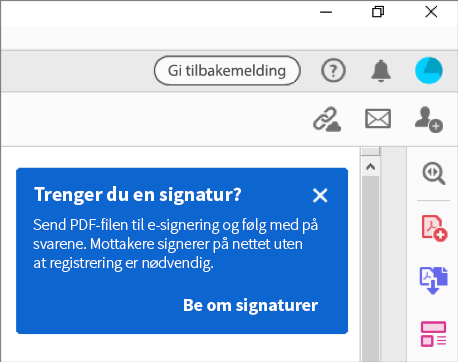 Kontekstavhengig tips for å be om signaturer Kontekstavhengig tips for å be om signaturer