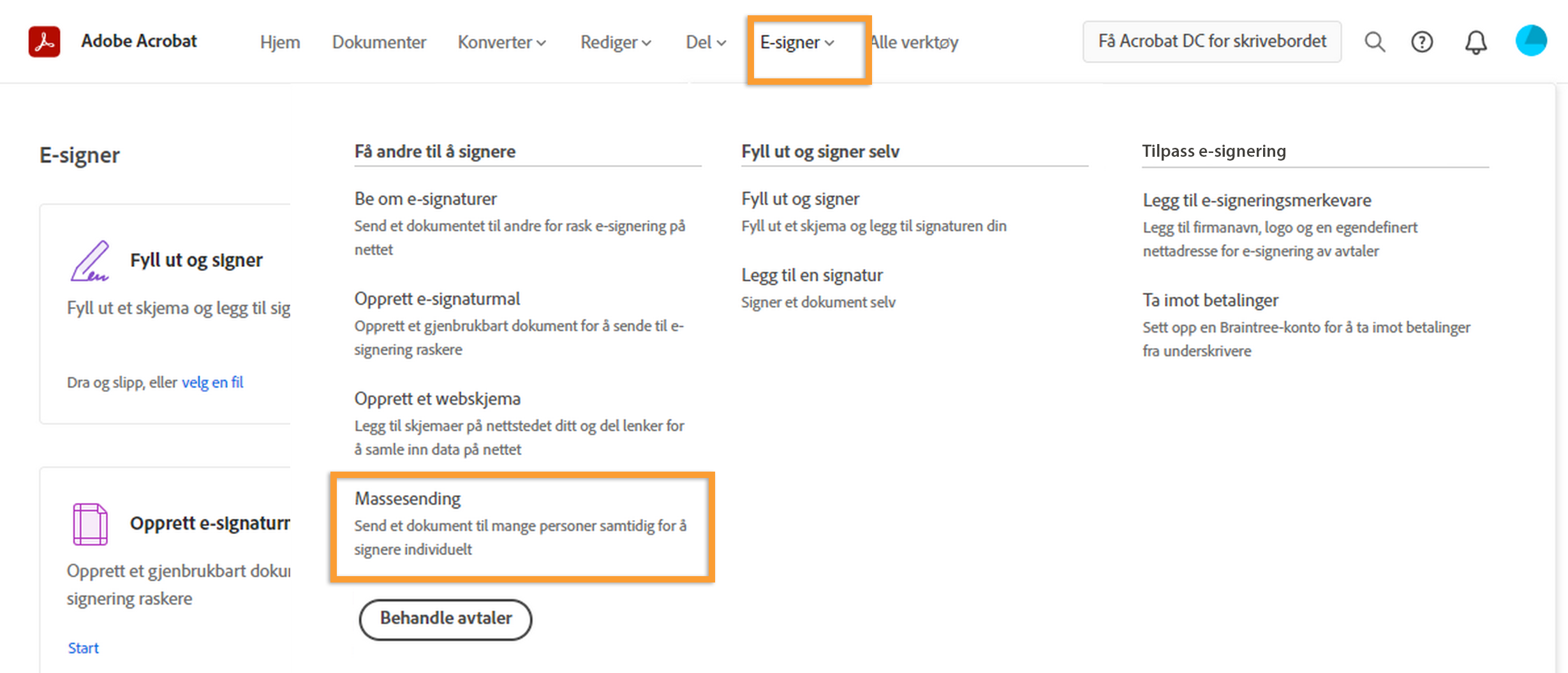 Be om signaturer samlet