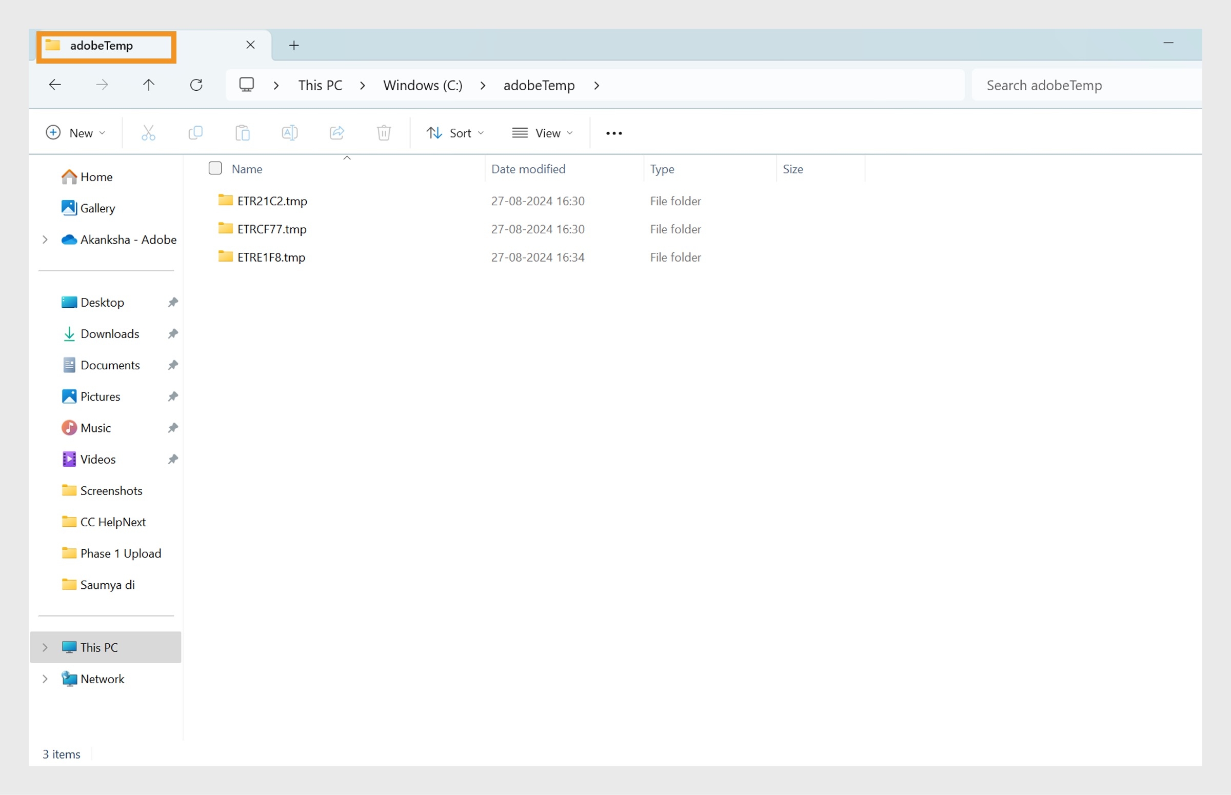 Windows Filutforsker som viser egenskapsvinduet for adobeTemp-mappen med Sikkerhet-fanen åpen. Brukere kan se og endre tillatelser for grupper som SYSTEM og Administratorer for å sikre at installasjonsprogrammet har full tilgang.
