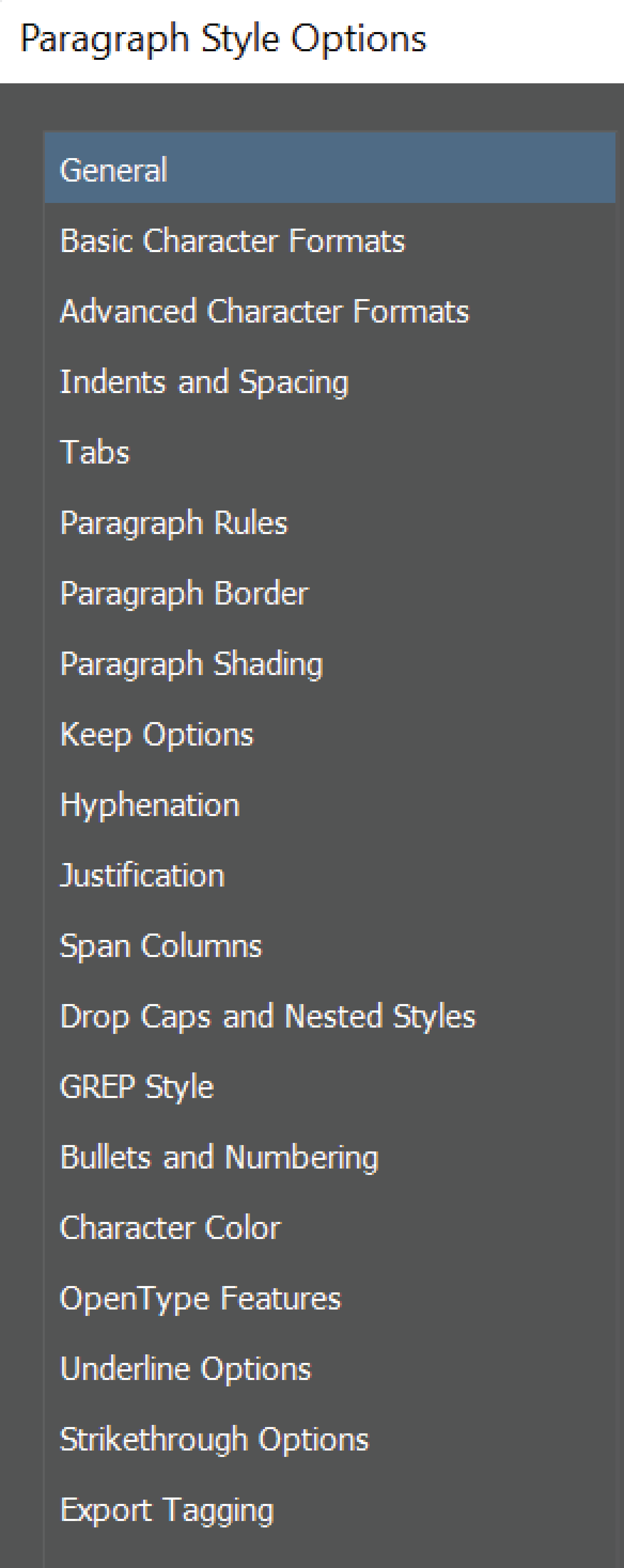 Alternativer for avsnittstil i InDesign