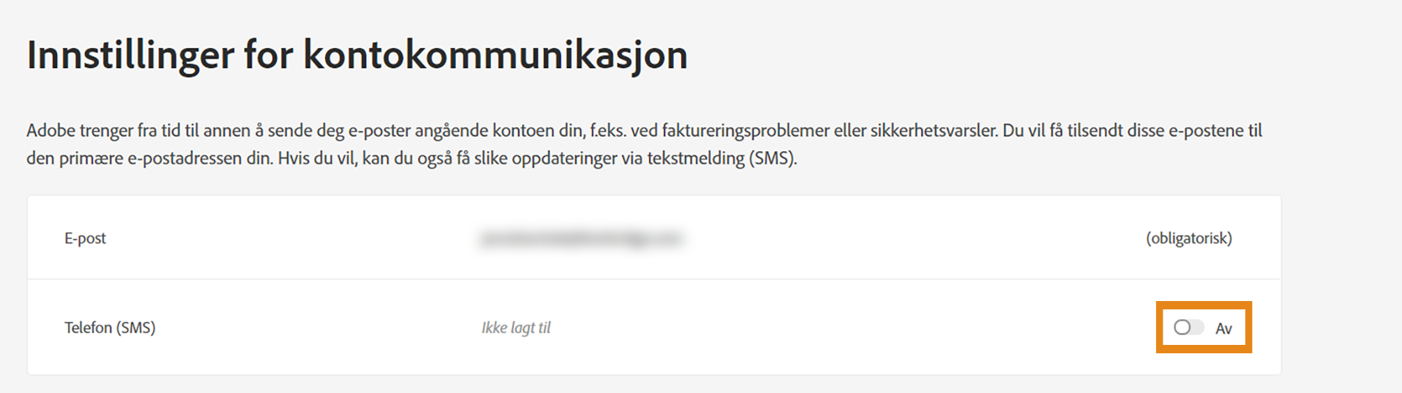 Avmerkingsboks for aktivering av mobilvarsler