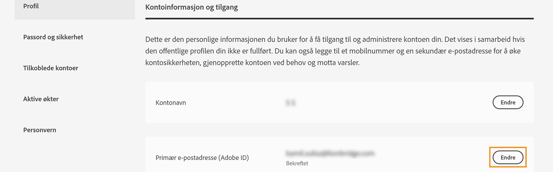 Opprette Eller Oppdatere En Adobe Id