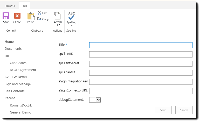 Blank eSigConfig