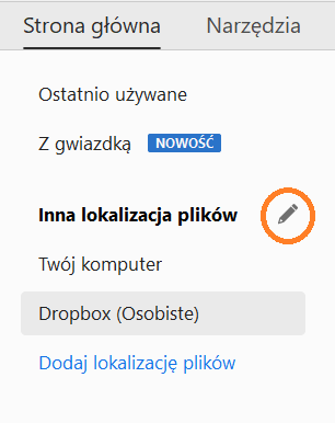 Przycisk Edycja dla kont online