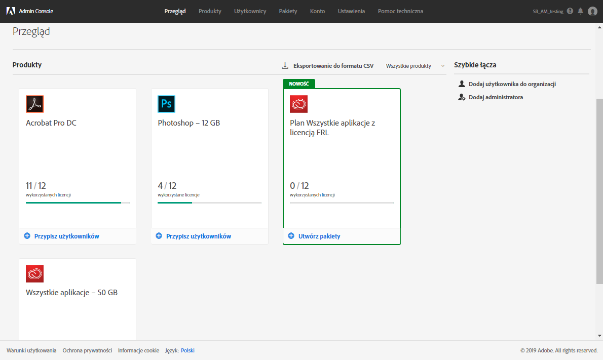 Informacje na temat statusu Adobe VIP Select