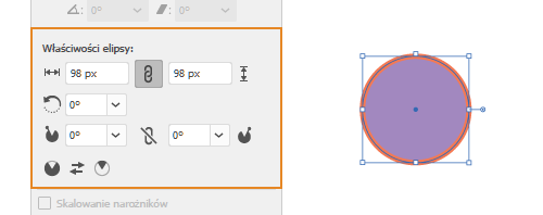 Właściwości aktywnych kształtów | Elipsa