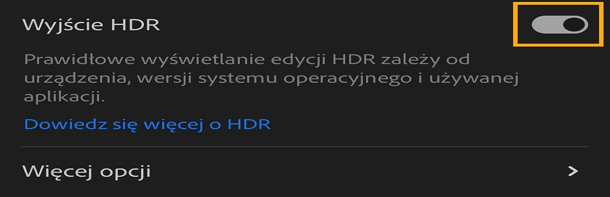 Przełącznik Obraz wynikowy HDR