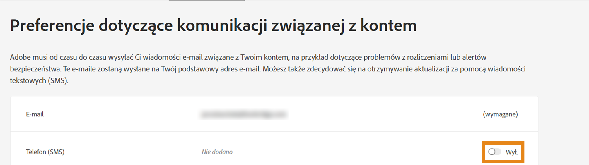 Zaznacz pole wyboru Powiadomienia mobilne
