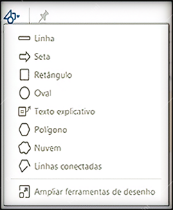 Menu de ferramentas de desenho no Acrobat