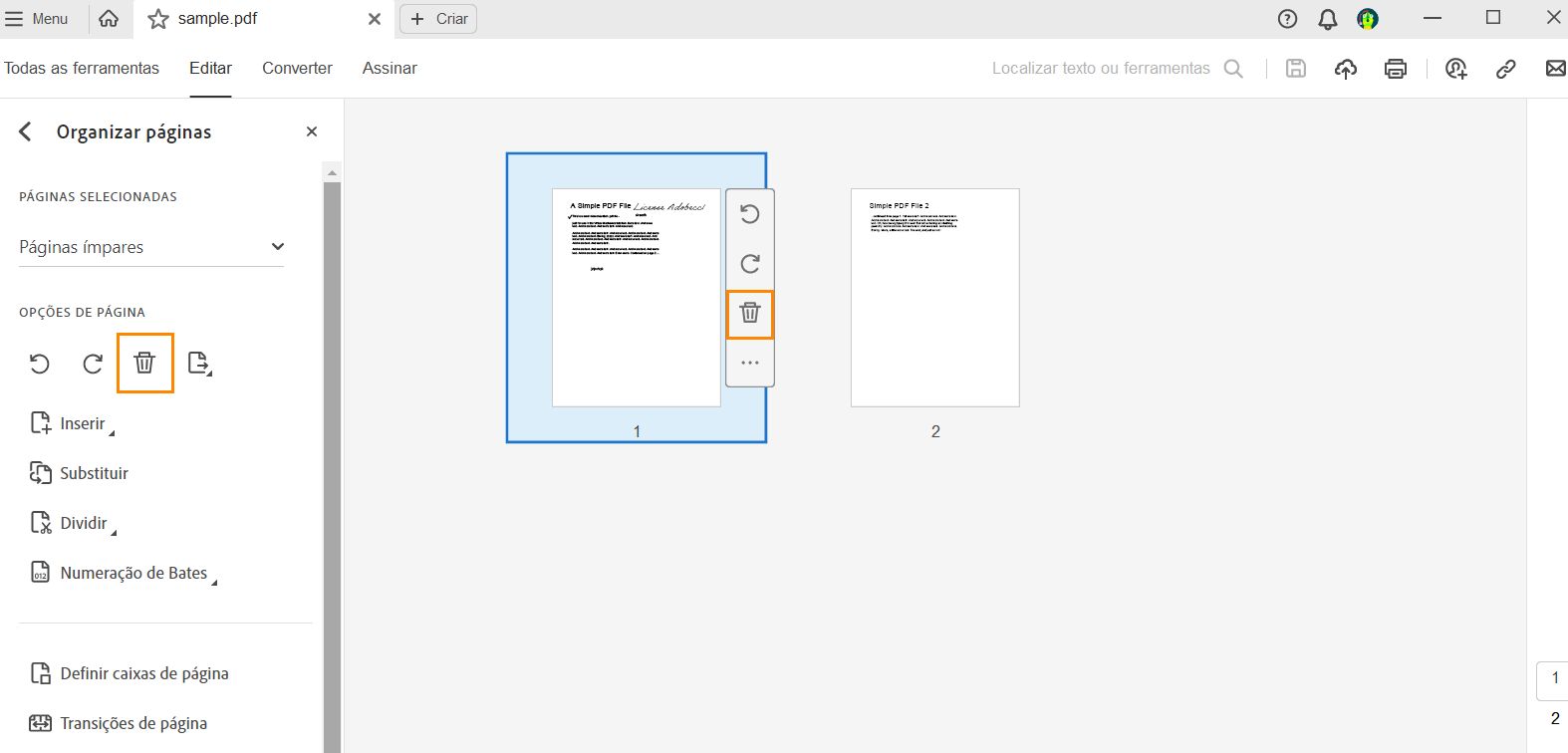Como excluir páginas de um PDF