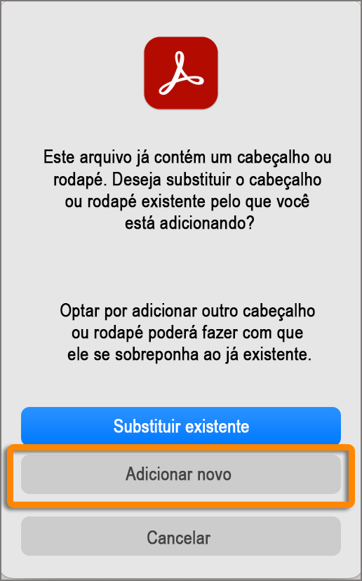 Adicionar novo cabeçalho e rodapé Adicionar novo cabeçalho e rodapé