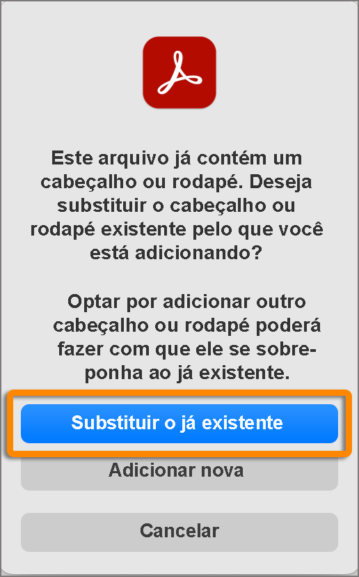 Substituir cabeçalho e rodapé existentes Substituir cabeçalho e rodapé existentes
