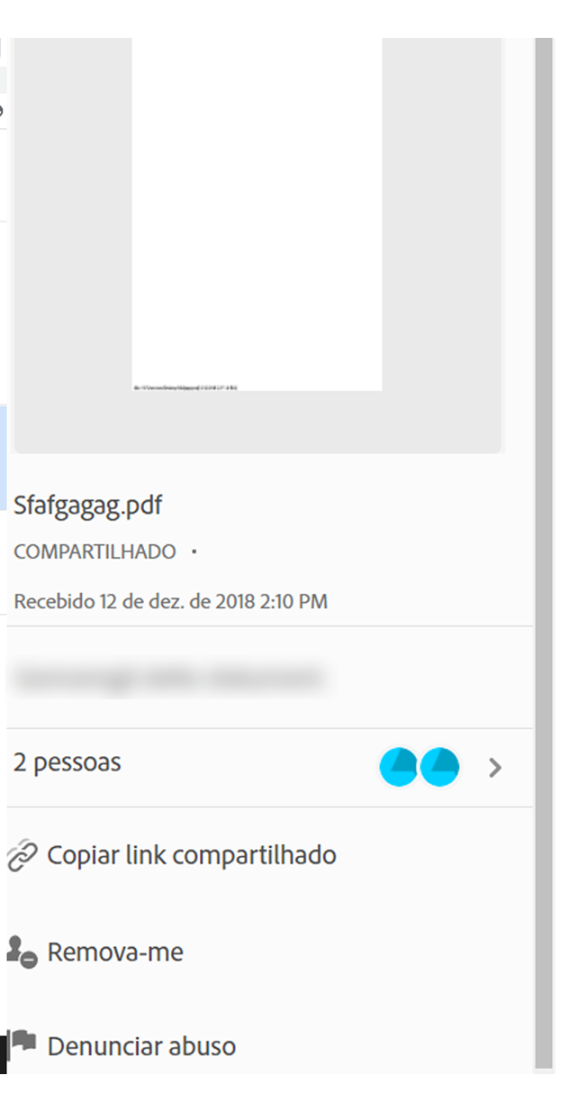 Ações para arquivos recebidos para visualização