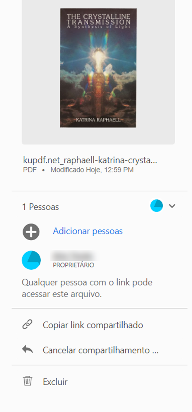 Açőes em arquivos compartilhados para visualização
